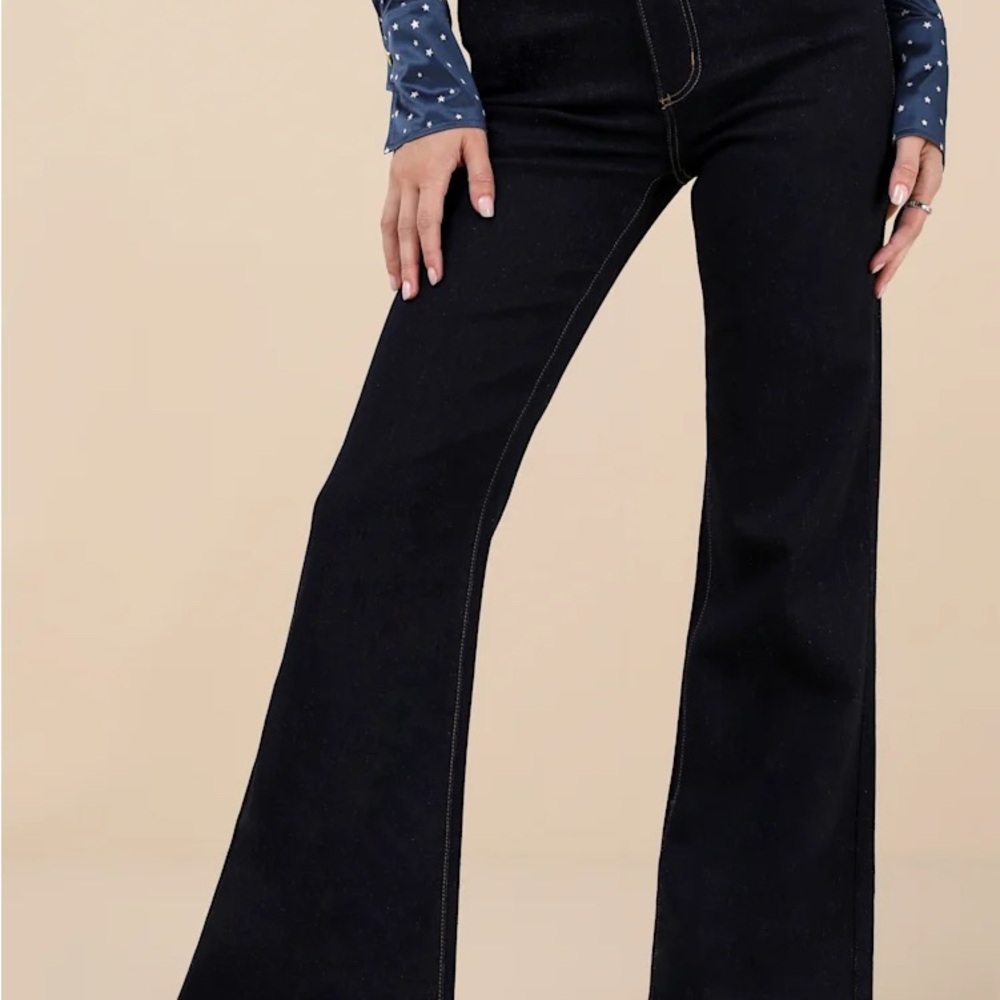 ROLLA'S Dark Blue Flare Jeans with High Waist and Full Length